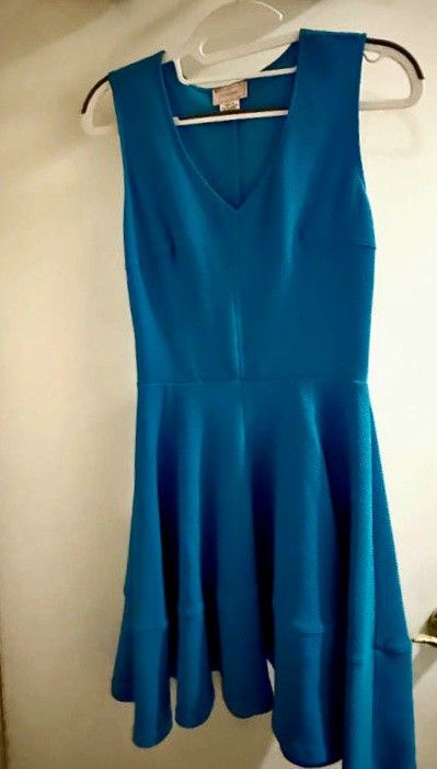 Vintage Cobalt Blue Sleeveless Skater Skirt dress Women's Size S Small texture