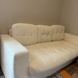 Modern Cream Corduroy Sofa – Clean – $130 (2 Days Only)