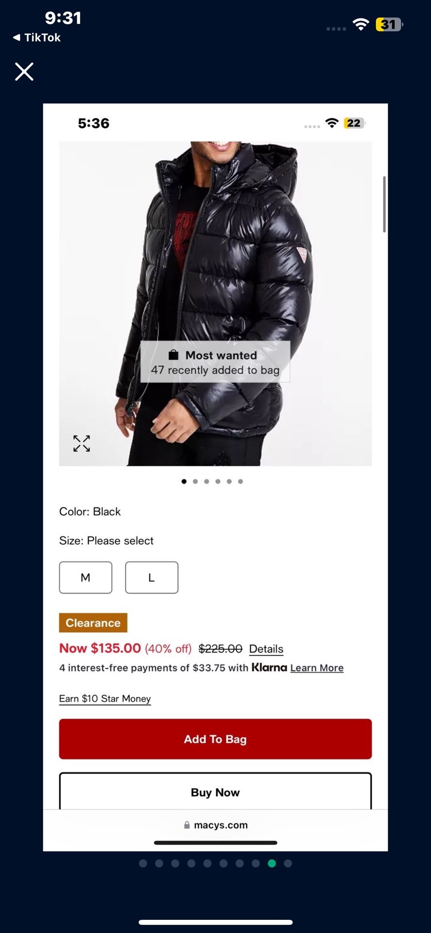 guess pufer jaket (only used once!)