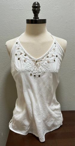 Vintage Y2K Charlotte Russe Halter Top Sz L White Boho
