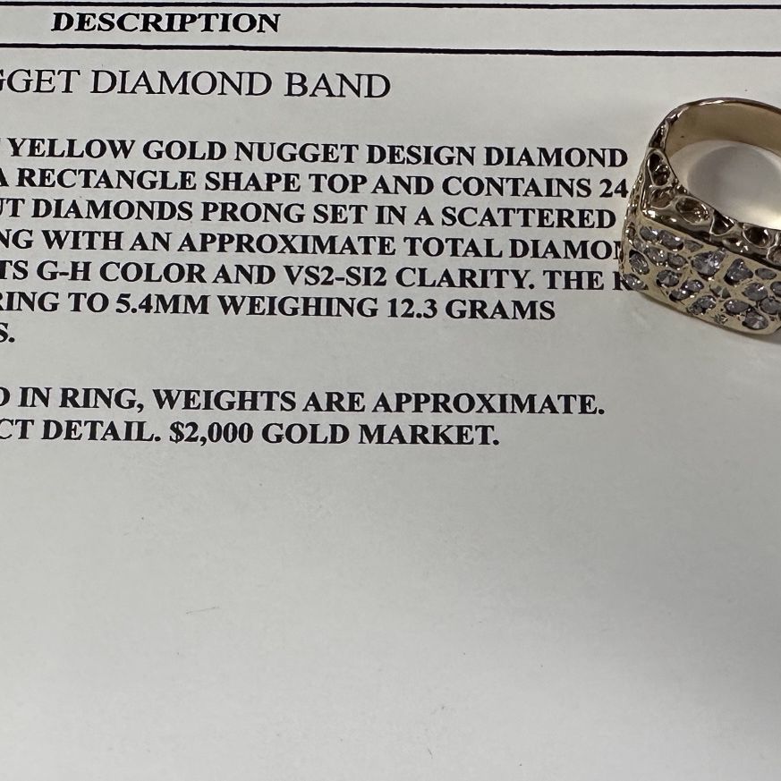 Size 8.5 14k Yellow Gold Diamond Ring Appraised At $3,600