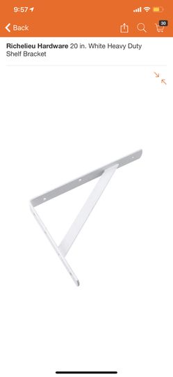 Richelieu Hardware 20 in White Heavy Duty Shed Bracket