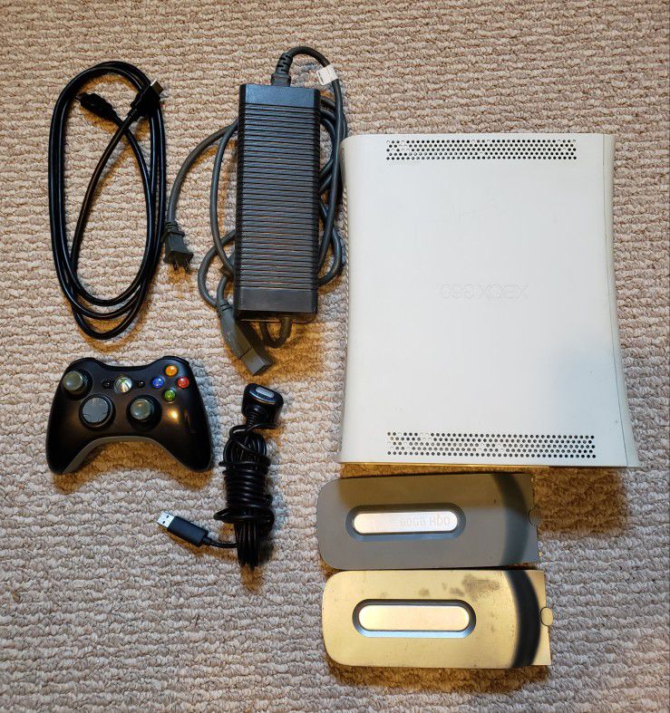 Microsoft Xbox 360 Slim White Console + 60gb Hard drive Fully Tested 