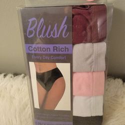 Brand New 5-pack of Blush brand women's high-cut briefs size 10
