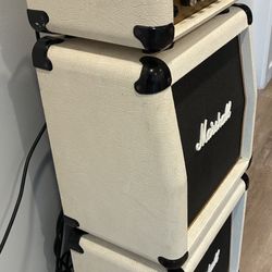 Vintage Marshall Lead 12 Mini Stack Crème Tolex & Fender Mustang 3 v.2 Guitar Amps