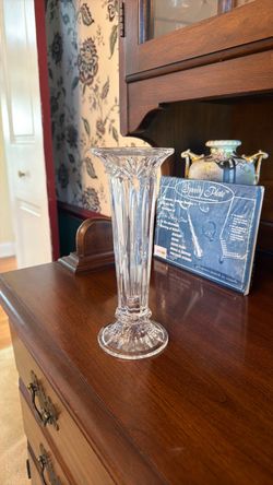 Clear Crystal Cut Glass Bud Vase