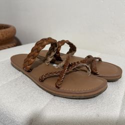 Woven Slip-on Women’s Sandals (brown)- Size 8.5