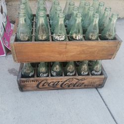 Vintage Coke Bottles W Case 