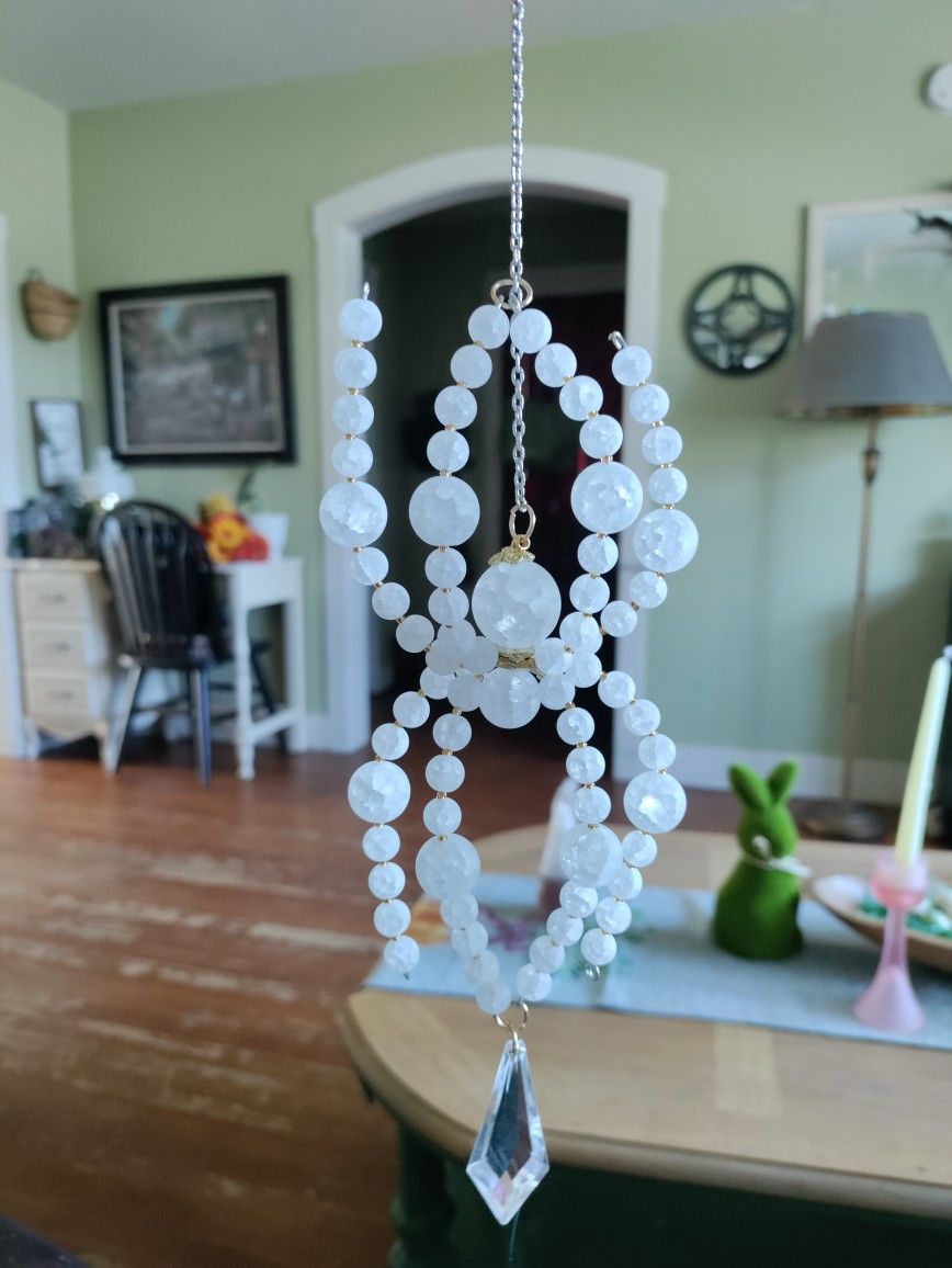 Quartz Beaded Spider Suncatcher