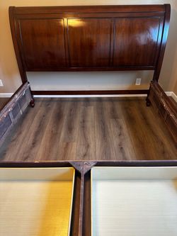 King Size Cherry Sleigh Bed with Drawers