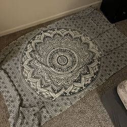 Grey And White Tapestry