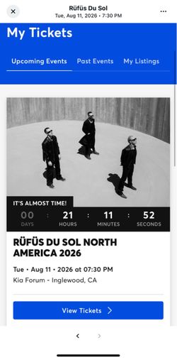 RUFUS DU SOL PIT TICKETS x2