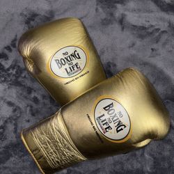 No Boxing No Life Gold 16 Oz Boxing Gloves 