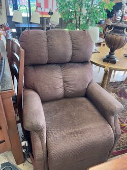 Brown Fabric Power Lift Recliner Chair