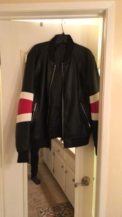 Men Zara Bomber Black Leather Jacket