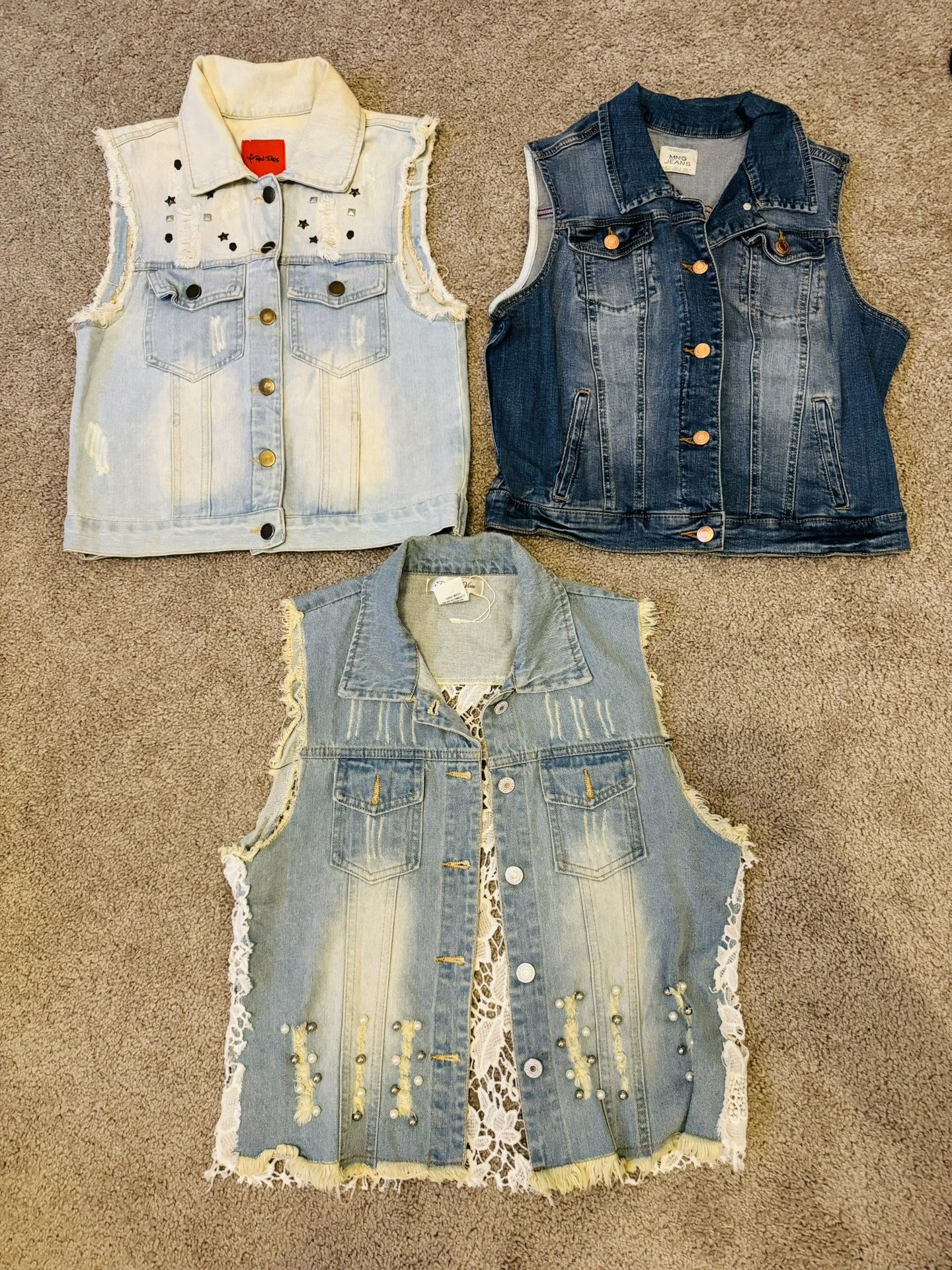 3 Womens Jean Vest Size M