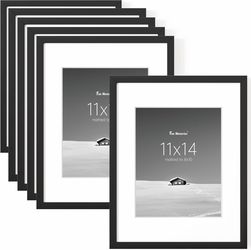 11x14 Picture Frame Set of 6, Display Pictures 8x10 with Mat or 11x14 Without