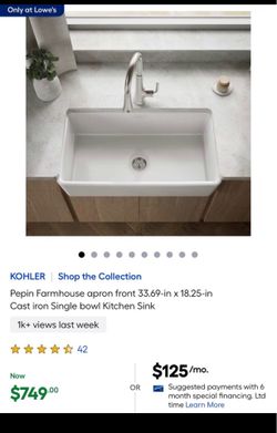 🚿 KOHLER Pepin Farmhouse Apron Front Cast Iron Kitchen Sink