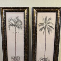 Palm tree canvas wall art with vintage frame