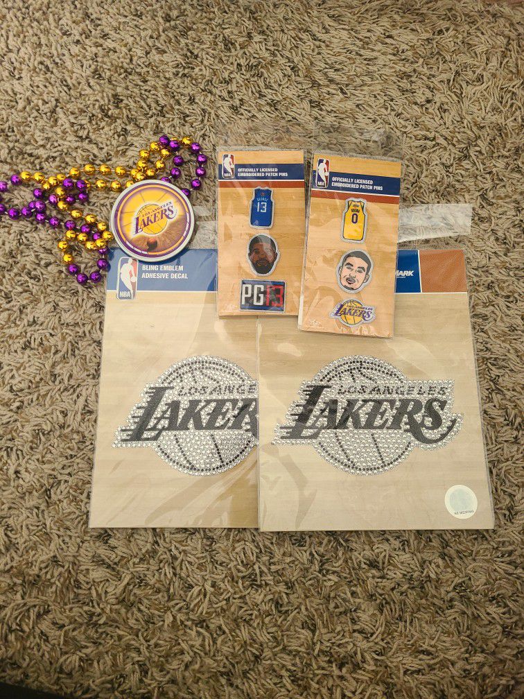 LA LAKERS & CLIPPERS DECALS & PATCH PINS 