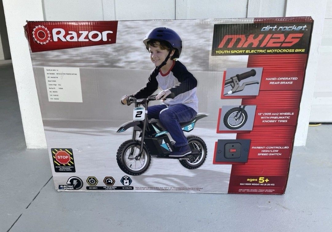 Razor MX125 dirt rocket e-bike for kids 5.3 mile range 8mph 