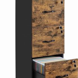   3-Drawer Vertical File Cabinet, Filing Cabinet for Home Office, Printer Stand, with 3 Lockable Drawers, Adjustable Hanging Rail, for A4 an