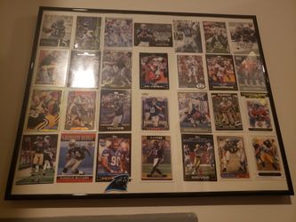 Framed NFL superstars collection cards