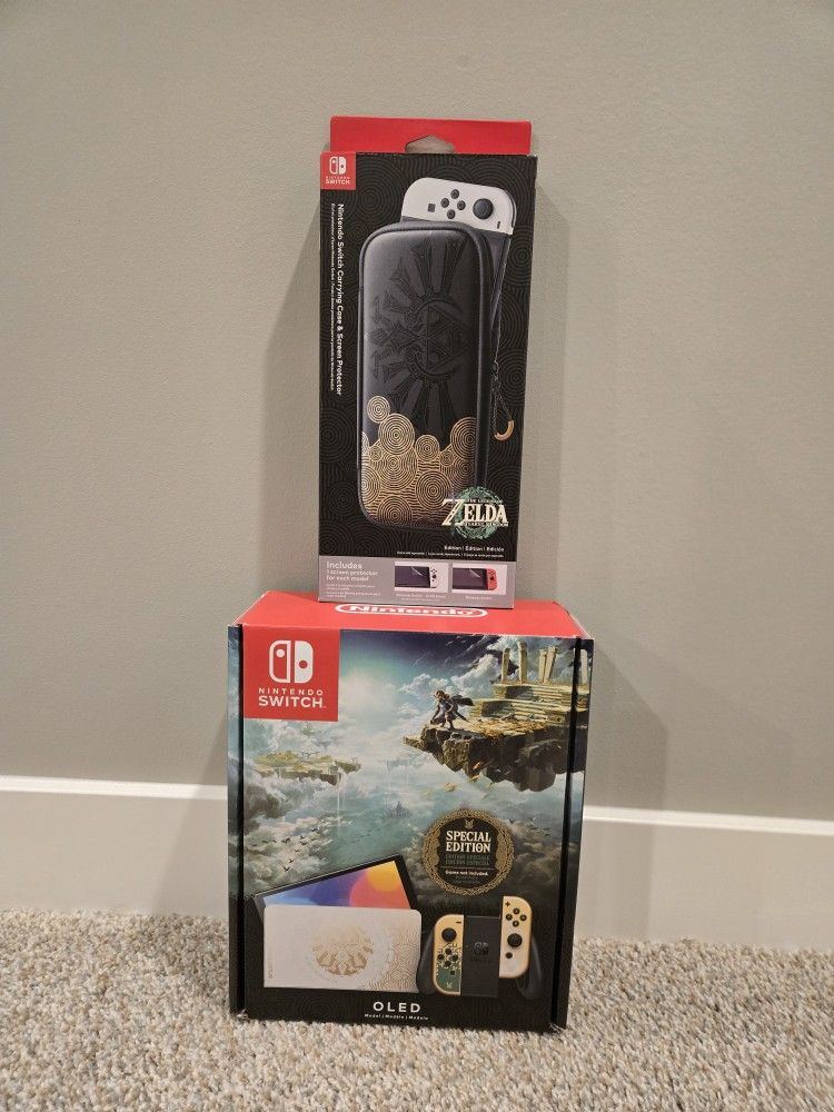 Nintendo Switch OLED โ The Legend of Zelda: Tears of the Kingdom Edition + Official Carrying Case