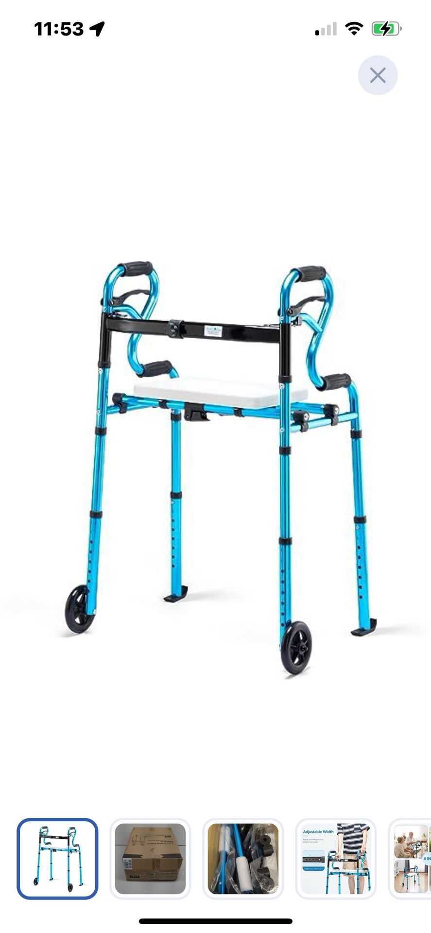 “New”4 In 1 Folding Walker W/removable Seat”Make Offer” W/5” Wheels (up To 350lbs)retail$129