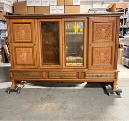 Vintage Large Hutch Bookcase Cabinet