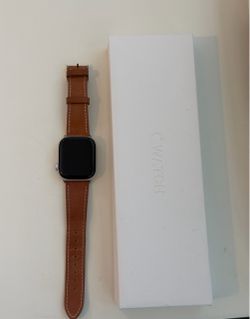 Apple Watch with Brown Leather Band