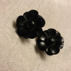 Black Bakelite Mid Center Clipon Earrings 