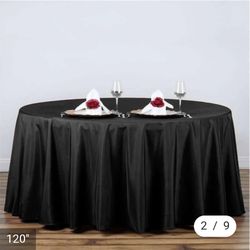 
Polyester 120" Round Tablecloth Black - Seamless Wrinkle-Resistant Design for Weddings