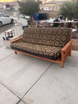 Wood Frame Futon with Mattress -  Cracked but Functional