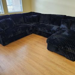 Brand New Sectional 4 Pcs Corduroy Fabric W/ Pull Out Bed & Storage Chaise $1599