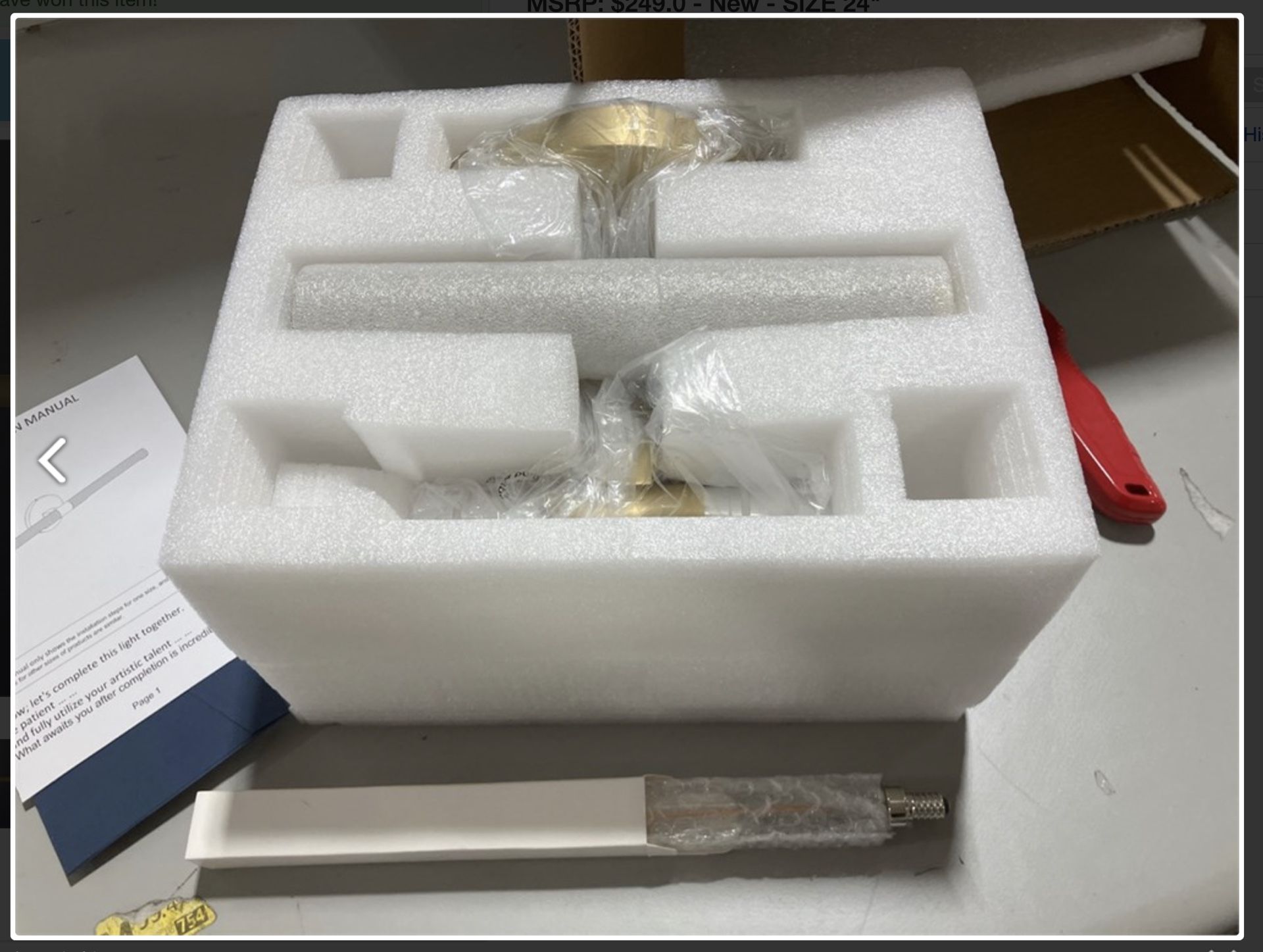 Gold Brass Hardwired Picture Light