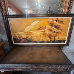 Mid Century Oil On Board Beautiful Colors, Amazing Scenery