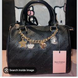 JUICY COUTURE Liquorice Black I'M NOT YOUR BABE SATCHEL Bag with Charms BNWT