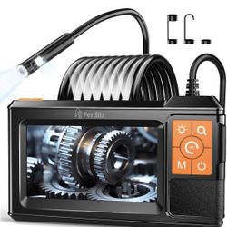 Dual-Lens Endoscope with Light, Endoscope Camera with Light with 4.3" IPS Screen,1920P HD with 8 LED Lights,16.4ft Semi-Rigid Cable and Back LED Light