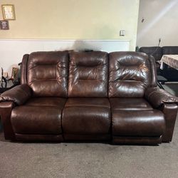 Genuine Leather Reclining Sofa 