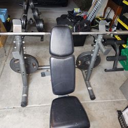 Bench/Squat Rack 2 In 1+ Weight Rack And Weights