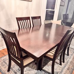 Espresso Dining Table With 6 Chairs And Leaf