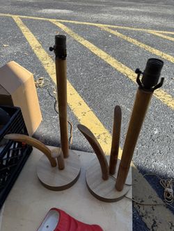 Pair Of Vintage Bamboo Lamps