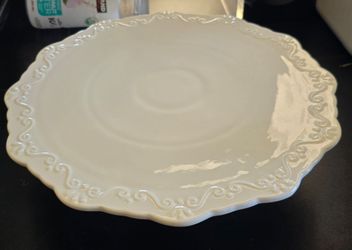 10 Inch White Ceramic Cake Stand (Holds 10 Inch Cake), Decorative Cupcake Stand, Dessert Display Plates