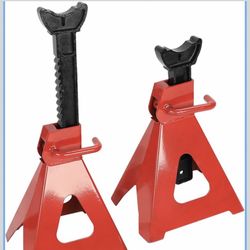 6 Ton (12,000 LBS) Automotive Jack Stands, Heavy Duty Steel Car Lifting Stand for Garages, Repair Shops, Adjustable Height 14.6"- 24", Red, 1 Pair