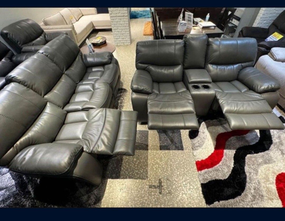 *Black Friday Now!!!*---Stunning Madrid Gray Leather Reclining Sofa/Loveseat Sets---Now $1299!!!---Delivery/$10 Down Financing🤠