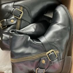 Black Double Zippers Boots-size 9 W