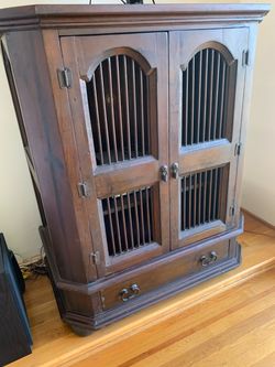 Handsome Spanish-style credenza, media cabinet, sideboard, console, bookcase