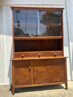 Mid-Century Modern Walnut Hutch China Cabinet