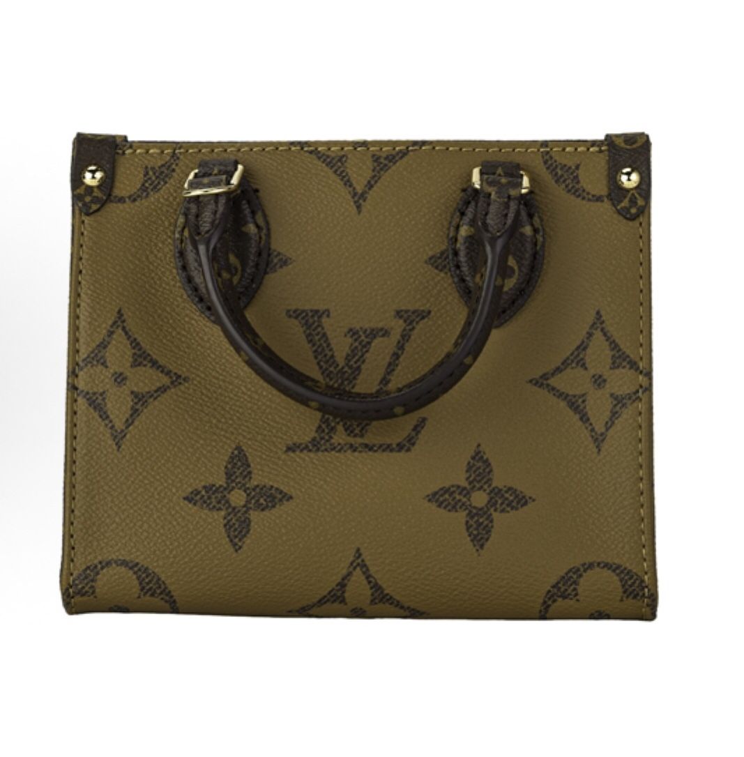 LOUIS VUITTON ONTHEGO BB Letter Logo Jungle Bag Leather Single Shoulder Crossbody Handbag Women's Brown(p409)75